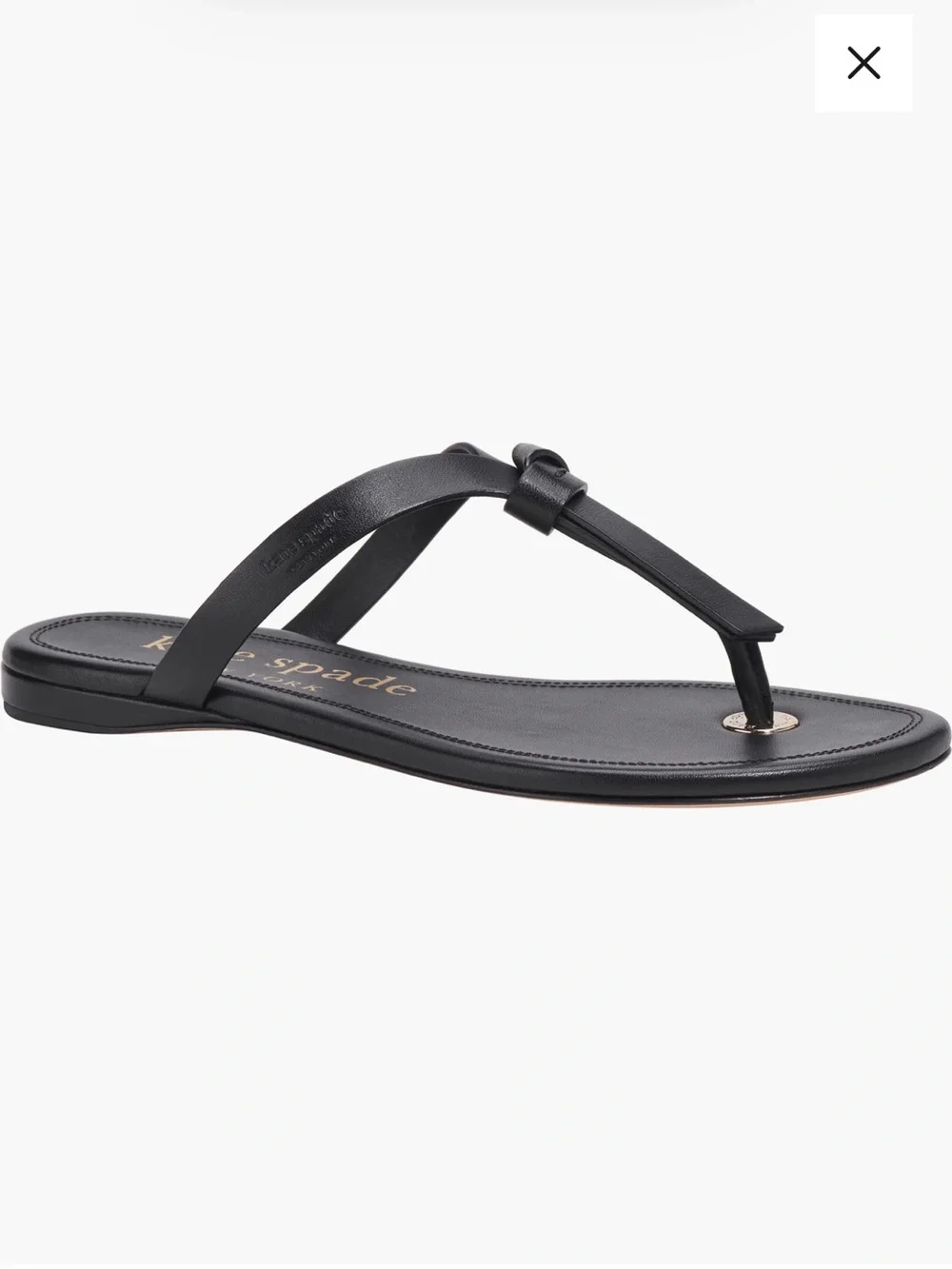 Kate Spade Knott Slide Sandals Black Leather Flip Flops Size 8 NWOB Vacation
